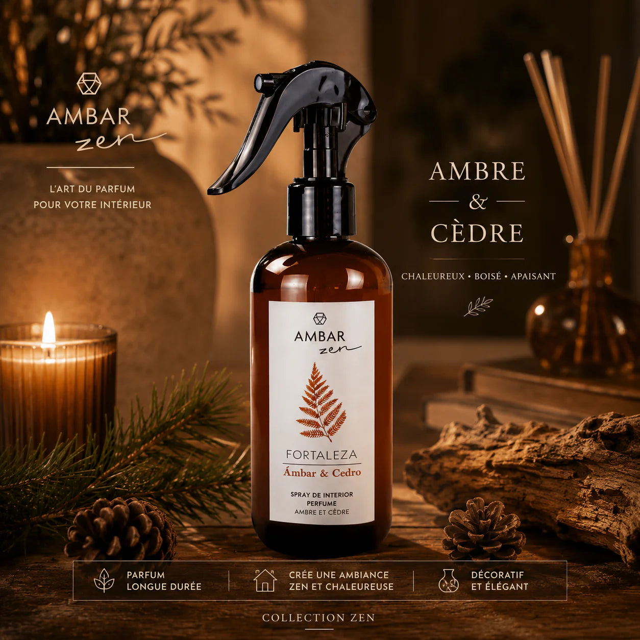 Spray D'Ambiance & Voiture Collection Zen Ambar & Cèdre - Ambar